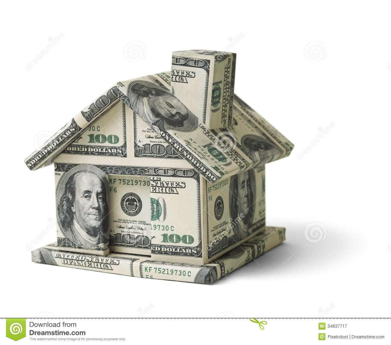 real-estate-money-house-made-cash-isolated-white-background-34637717